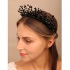 YERTTER Vintage Wedding Pearl Beads Crystal Tiara Hair Crown Handmade Bride Hair Band Bridal Greek Goddess Pearl Head Pieces for Wedding Prom Birthday Party (Black)