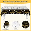 Black and Gold Birthday Decorations, Gold and Black Party Decorations for Men Women, Happy Birthday Decorations with Tablecloth, Happy Birthday Banner Backdrop Star Foil Balloons Bday Decor for Men