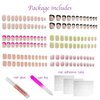 6packs (144pcs) French Tip Short Press on Nails-Short Square Press on Nails，OPkssnails Medium Fake Nails with Glue,Reusable Glue on nails,Press On Nails Kit Stronger Adhesion Press On Gel Nails