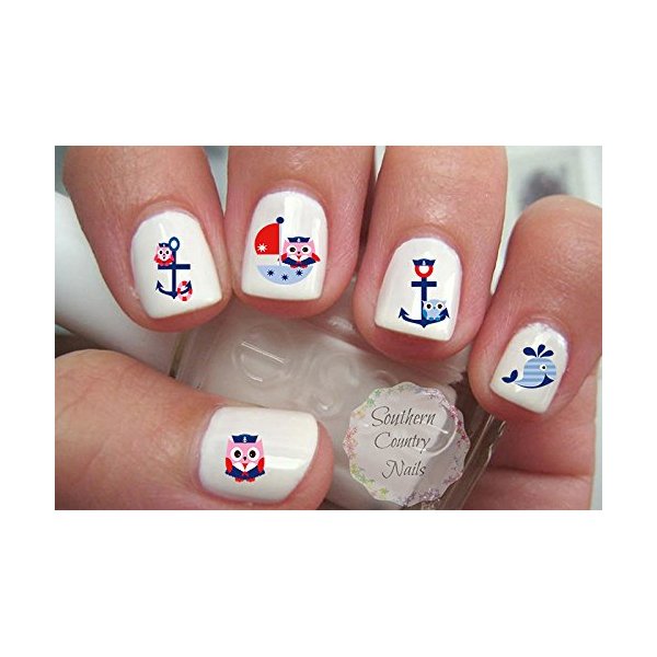 Nautical Owls Nail Art Decals
