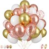 Biapian Rose Gold Balloons Set, 60PCS Rose Gold and Gold Birthday Balloons, 12 Inch Metallic Gold White Latex Balloons Rose Gold Confetti Balloons for Girls Women Birthday Baby Shower Wedding Supplies