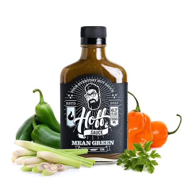 Hoff & Pepper Mean Green Jalapeno Green Hot Sauce Goodness Seasoning Handmade Tennessee Hot Sauces For Jalapeno Pepper Hot Sauce Spicy Lover For Grilling and Seasoning