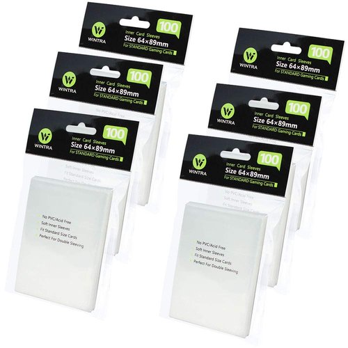 WINTRA 600 Count Precise -Fit 64 x 89 mm Clear Inner Card Sleeves, Transparent Soft Card Protectors for Standard Size Cards, Perfect for Double Sleeving