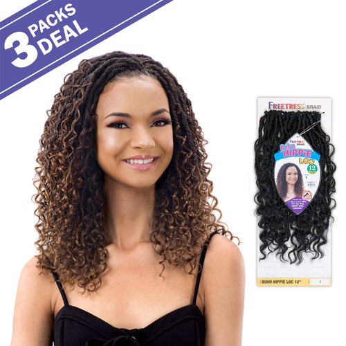 FREETRESS BRAIDS FreeTress Crochet Braids Boho Hippie Loc 12inch (3-pack, 2)