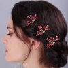 PRETTYLIFE Crystal Bridal Hair Pins 3 Pieces Rhinestone Flower Headpieces Wedding Hair Accessories for Bride Bridesmaids Women (Wine Red)