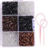 Funtopia Mini Hair Ties, 2500Pcs Soft Hair Rubber Bands and Elastics for Girls Women with Organizer Box (Black, Clear, Brown, Dark Brown)