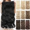 IMISSU Long Natural Thick Hair Curly Clip in on Synthetic Hair Extensions Hairpieces for Women (28 inches, Jet Black)