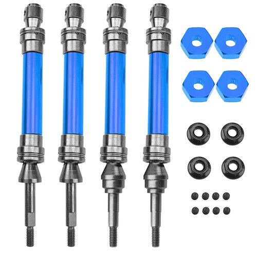Vgoohobby Front & Rear Universal Drive Shaft CVD w/Wheel Hex Hub Compatible with 1/10 Traxxas Slash VXL 4x4 /Stampede VXL 4X4/Hoss VXL 4X4 RC Car Upgrade Part (Blue)