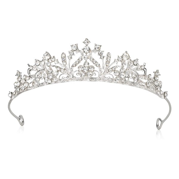 Vovii Tiaras for Girls Princess Crown Headband Birthday Queen Rhinestone Shiny Silver Tiara Princess Decoration for Party, Birthday, Halloween, Photo, Gift, Christmas