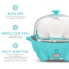 Elite Gourmet EGC-007T# Rapid Egg Cooker, 7 Easy-To-Peel, Hard, Medium, Soft Boiled Eggs, Poacher, Omelet Maker, Auto Shut-Off, Alarm, 16-Recipe Booklet, Teal