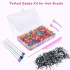 1008 Pcs Hair Beads Kit for Girls and Kids Hair Braids, 500Pcs 9x6mm Glitter Pony Beads, 500Pcs Mini Elastic Rubber Bands, 5Pcs Quick Beaders, 1Pcs Rattail Comb and 2Pcs Duckbill Clips