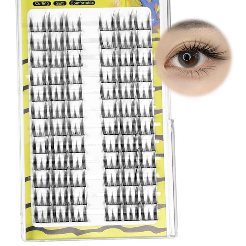 Spiky Lash Clusters, 72 Pcs Spiky Anime Individual Lashes C Curl Manga Lash Clusters Wispy Lash Clusters Salon DIY at Home