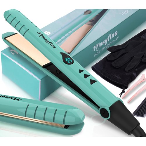 Hair Straightener, Portable 2-in-1 Flat Iron Hair Straightener and Curler, Professional Flat Iron Curling Iron in One All Hairstyles,15s Fast Heating, Adjustable Temp, Gift for Girls Women
