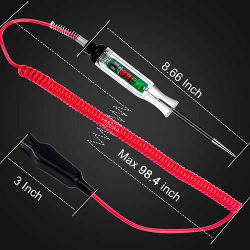 Premium Digital LED Automotive Circuit Tester, DC 2.6V-32V Test Light with Portable PU Extended Spring Wire, Vehicle Circuits Low Voltage Light Tester with Sharp Stainless Probe