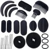 24pcs Hair Volumizing Tools and Accessories - Invisible Hair Clips, Combs, Base Sponges, False Pads, Styling Inserts for Hair Extensions (Black)