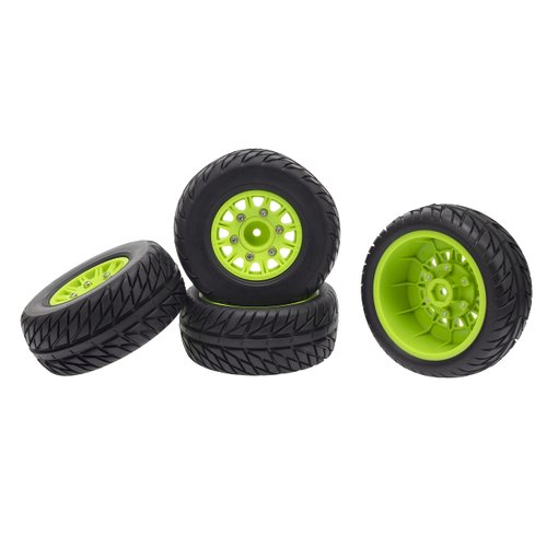 DKKY 1/10 Short Course Truck Tires Buggy Rubber Tires 12mm 14mm 17mm Coupler for Slash Arrma Redcat (Green)