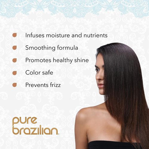 Pure Brazilian Deep Conditioning Masque - Deep Conditioner Hair Treatment with Brazilian Keratin, Acai, and Arginine - 16 Fl Oz