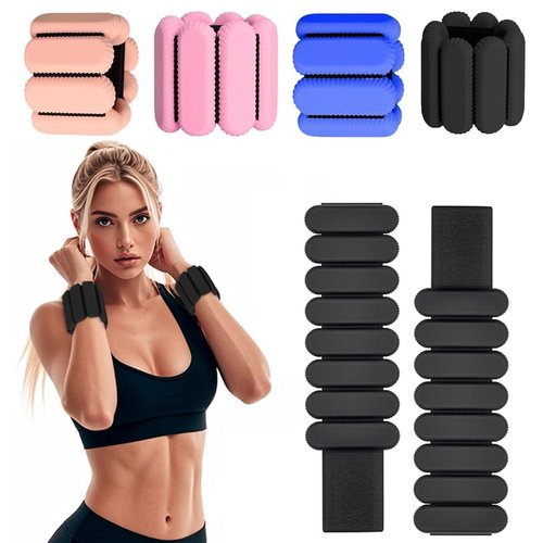 ibforcty 2PCS Adjustable Wrist Weights Ankle Weights Set for Exercise Walking Jogging Yoga Aerobics Pilates Weight-Bearing Bracelet Fitness Wristband (Black）