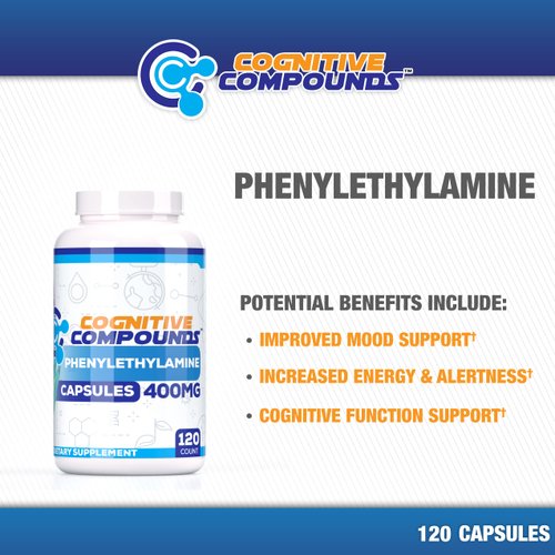 COGNITIVE COMPOUNDS Phenylethylamine (Pea) Capsules - Cognitive Function Support & Elevated Mood - 120 Count