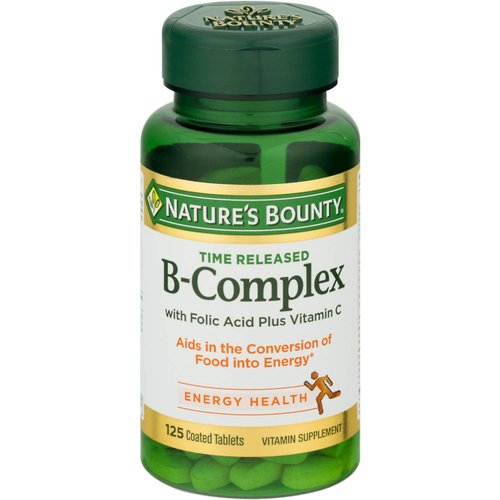 Nature&#39;s Bounty B-Complex With Folic Acid Plus Vitamin C Tablets 125 Tablets (Pack of 2)