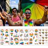 GeRRiT 10 Sheets LGBT Rainbow Temporary Tattoos Pride Day Body Art Stickers Rainbow Heart Shape Tattoos for Pride Day Celebrations Waterproof Tattoos for Pride Festival Decoration