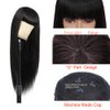 X-TRESS Black Wig with Bangs Human Hair,16Inch Straight Wigs with Bang Wear and Go Glueless Wig for Women,Full Machine Made No Lace Front Wigs 100% Human Hair Bang Wigs(16Inch)