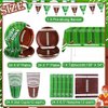 Football Party Supplies - 98pcs Football Themed Party Decorations Including Plates, Napkins, Cups, Banner and Touchdown Tablecloth for Football Birthday Party Decorations, 24 Guests