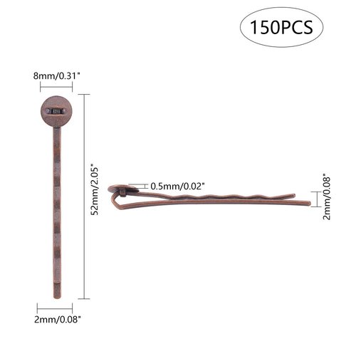 arricraft 150 Pcs Hair Bobby Pin, Mixed Color Hair Pin Findings Iron Bobby Pins with 8mm Glue on Pads Hair Pins Findings for DIY Headdress Hair Accessories