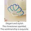 Beetoo Princess Tiara Comb, 2PCS Crystal Rhinestone Crown Hair Comb, Mini Crown Rhinestone Hair Comb for Women (Blue)
