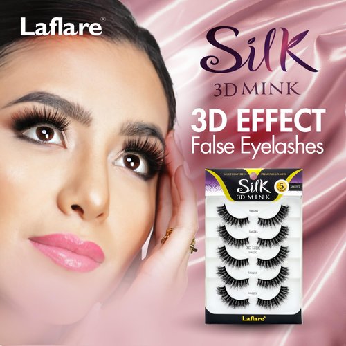Laflare Silk Mink 3D False Eyelashes Light, Fluffy Natural Looking False Lashes, Wispy Lashes 5 Pairs Value Pack (SM08X5P)