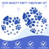 41PCS Blue Dog Paw Prints Birthday Party Supplies Include Plates Napkins Tablecloth Pet Party Decorations for Puppy Theme Party Picnic Baby Shower