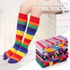 SDBING 3-12 Years Old Girls Knee High Socks Kids Cute Funny Animal Pattern Long Boot Socks 6 Pairs (6 Pairs of Rainbow)