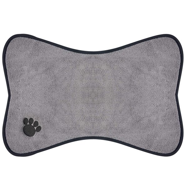 Sinland Microfiber Pet Bowl Mat Dish Drying Mat 11.8 Inch x 17.7 Inch Grey with Anti-Skid Backing