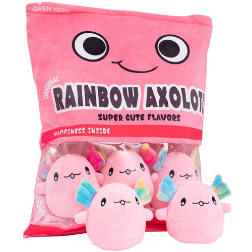REFAHB Cute Axolotl Plush Toy, Removable Salamander Animal Stuffed Plush Pillow, Kawaii Plush Cushion Toy Game for Kids, Girls, Birthday Gift (6pcs a Bag, Pink)