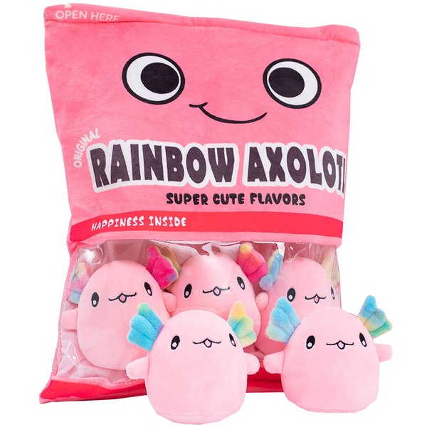 REFAHB Cute Axolotl Plush Toy, Removable Salamander Animal Stuffed Plush Pillow, Kawaii Plush Cushion Toy Game for Kids, Girls, Birthday Gift (6pcs a Bag, Pink)