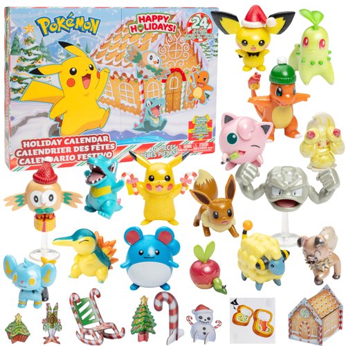 Pokémon 2024 Holiday Advent Calendar Playset for Kids - 24 Piece Christmas Gift Set - Character Figures Include Pikachu, Eevee, Charmander & More! - 16 Pokemon Toys & 8 Accessories - For Boys & Girls 4+
