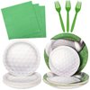 DECORLIFE Golf Party Supplies Serves 24, 9" and 7" Paper Plates, Napkins, Forks Included, for Golf Birthday Decoration