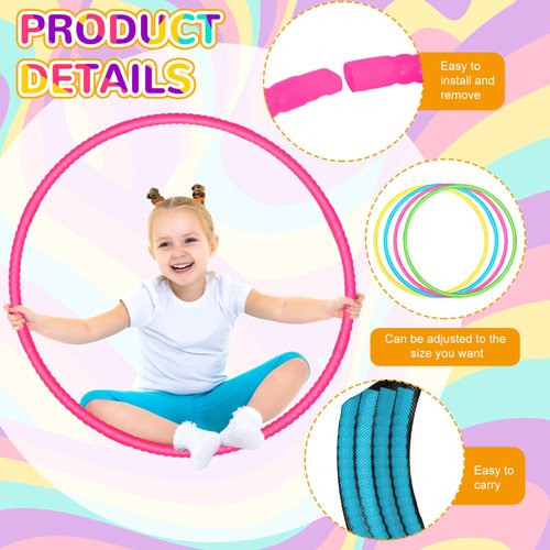 Sratte 8 Pcs Color Hoop Detachable Adjustable Hoop Exercise Ring Plastic Toys for Teens Games Gymnastics Dog Agility Equipment Party Decor, 4 Colors (Warm Colors,24 Inch)