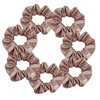Sparkly Faux Leather Cheer Hair Scrunchies For Thick Hair School Performance Scrunchy Sports Ponytail Holder Wrist for Girls Cosplay Show 7 Pcs (Pink)