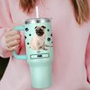 Pug Gift for Dog Owner,40oz Pug Tumbler with Handle Insulated Reusable Stainless Steel Travel Water Bottle (Color 2)