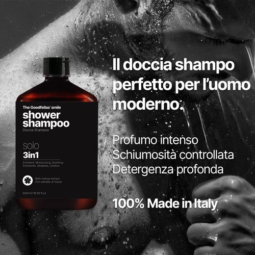 The Goodfellas' smile, SOLO/SANDALWOOD,& MANDARIN, Luxury 3 iin 1 Body Wash and Hair Shampoo for Men, 17 Fluid Oz. - MADE IN ITALY - Smells Incredible | Amazing Lather