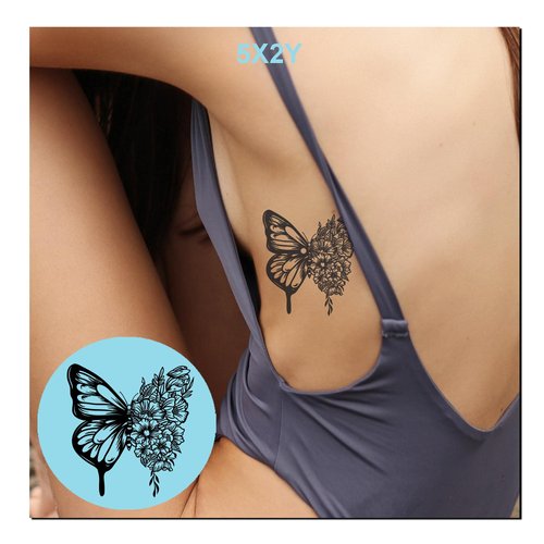 5X2Y Tattoo Tech, Long Lasting Temporary Tattoos, Last 1-2 Weeks, Waterproof, Semi Permanent Tattoo, Realistic look, No Adhesive, No reflection (Butterfly)