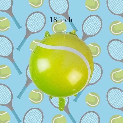 10Pcs Tennis Party Balloons Decorations, Tennis Ball Foil Mylar Balloons for Men Women Kids Sports Tennis Themed Party Decorations Supplies