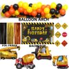 96 Pack Construction Birthday Party Supplies Dump Truck Party Decorations Kits Set with Balloons Garland kit, Construction Backdrop, Foil Balloons, Curtains and Traffic Signs