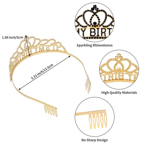 Araluky Birthday Tiara for Women ITS MY BIRTHDAY Crowns for Women Happy Birthday Crown for Girls Birthday Girl Crown Birthday Headband for Women Parties Favors Decorations Gift (Black)