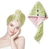 Xzyden Microfiber Hair Towel, Double-Sided Hair Towel Wrap for Women,2 in 1 Twist Hair Towels, Super-Absorption Microfiber Towel for Hair, Hair Wrap Towels (Green)