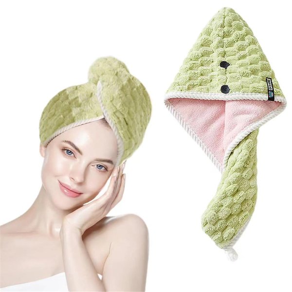 Xzyden Microfiber Hair Towel, Double-Sided Hair Towel Wrap for Women,2 in 1 Twist Hair Towels, Super-Absorption Microfiber Towel for Hair, Hair Wrap Towels (Green)