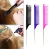 Purple Fine-tooth Metal Portable Rat Tail Comb - Hairdresser's Hair Styling Tool for Beauty,Rat Tail Comb Fine Pro Tail Combs Rat Tail Carbon Hair Combs,Styling Tools and Appliances