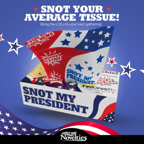 Donald Trump Snot My President 100 CT Facial Tissue, Soft Multi Colored Tissue Paper Gag Gifts, Trump Novelty Gifts by Fairly Odd Novelties