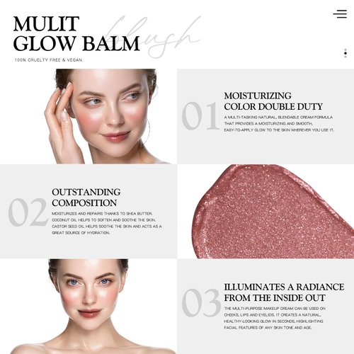 bayfree Mulit Glow Balm, Cream Blush for Cheeks, Face Makeup, Radiant Finish, Hydrating, Creamy, Lightweight & Blendable Color, Vegan & Cruelty-Free, 0.63 Oz (Rose Crystal)